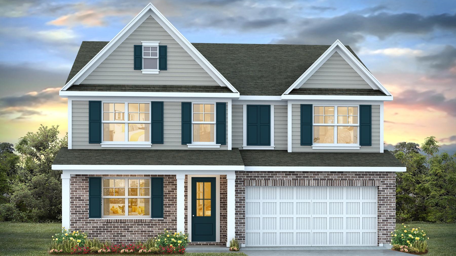 New traditional home with stone exterior.