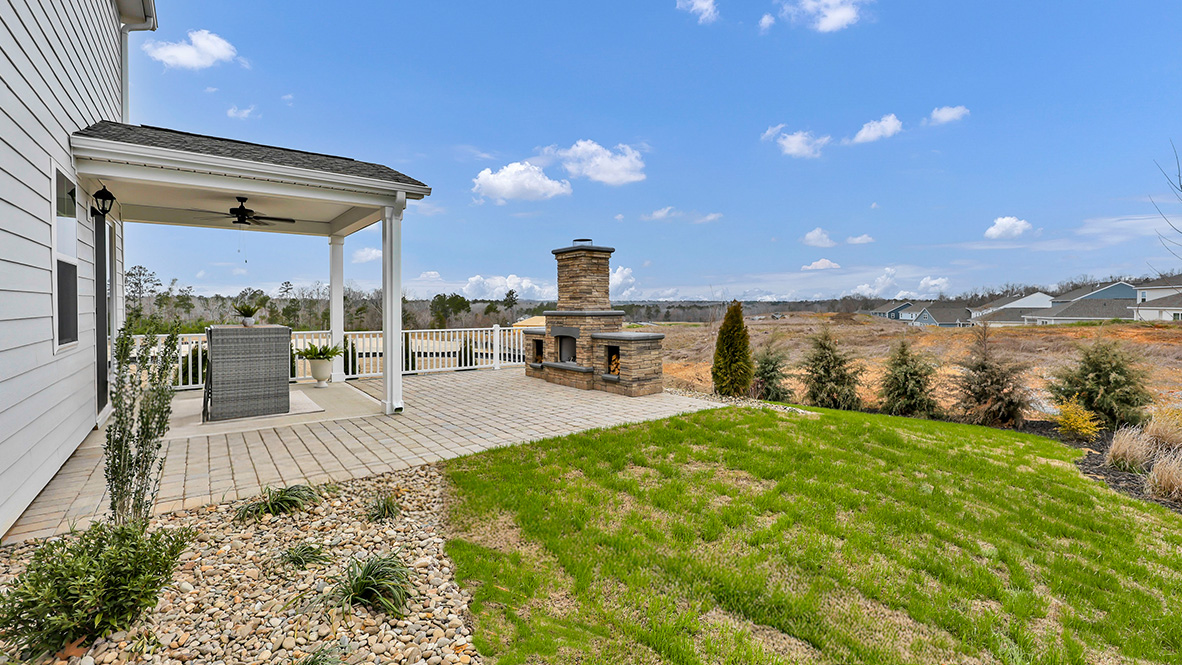 Backyard with covered patio