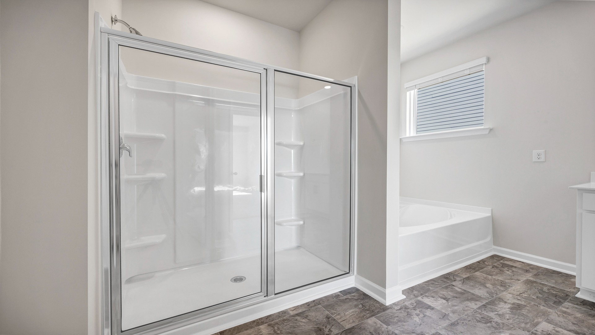 Standup primary shower with glass front