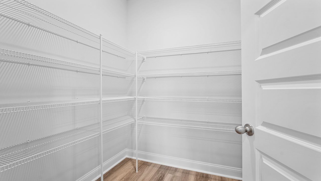 Spacious kitchen pantry with wire shelving