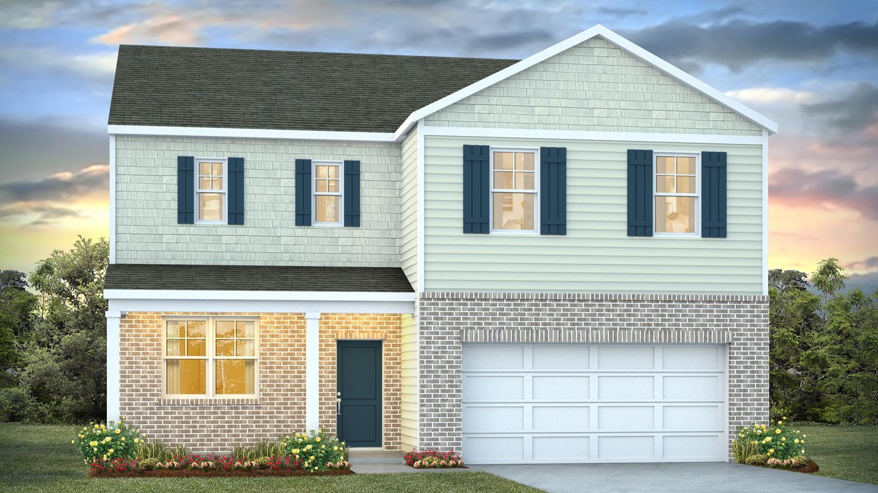 Hardie Plank and brick finish the exterior of this Galen for sale in Livingston Woods