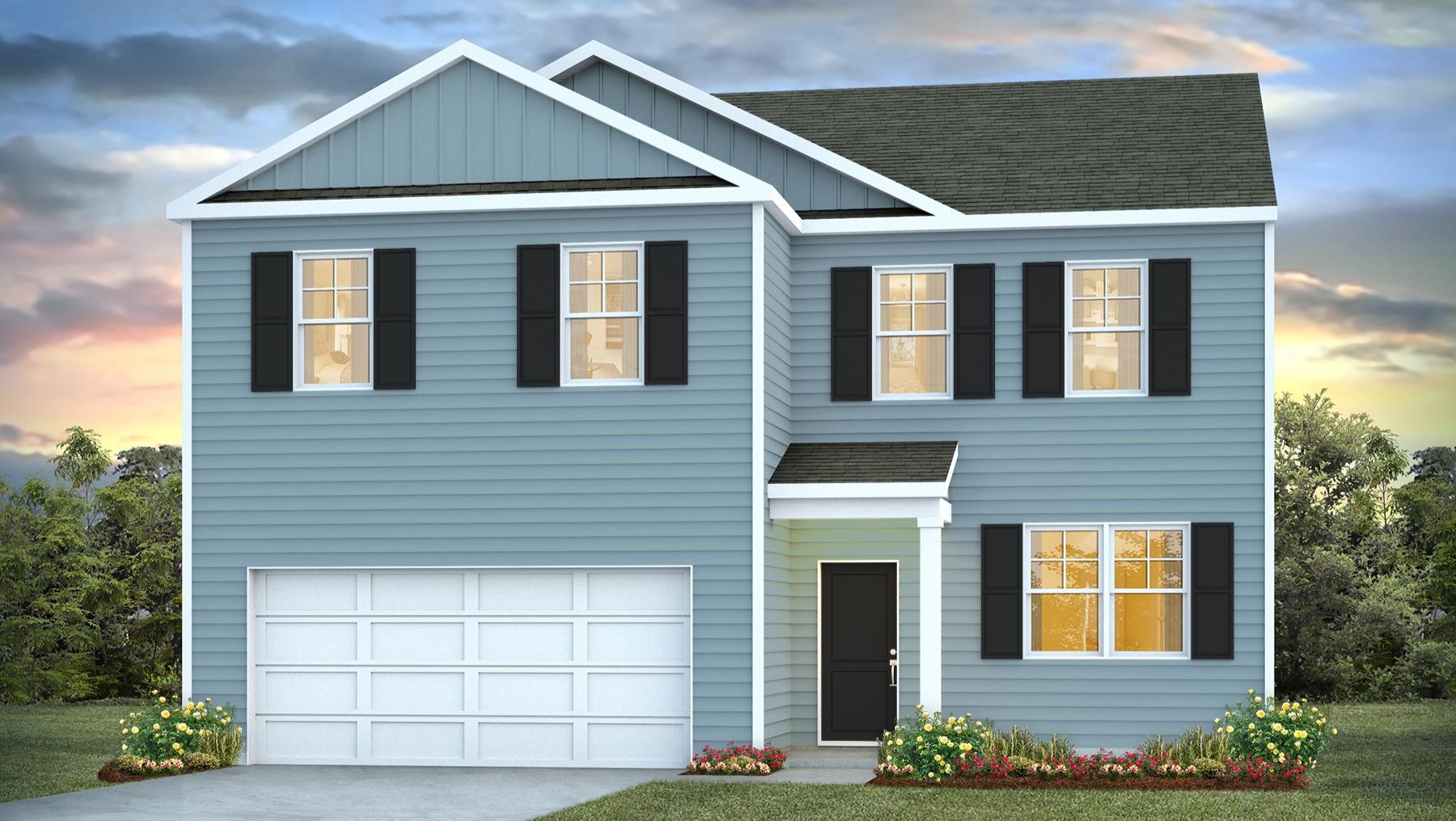 Galen A with durable Hardie Plank siding and a 2-car garage