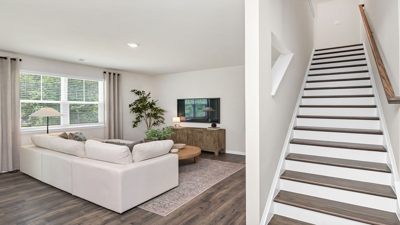 Access to upstairs off living and kitchen space