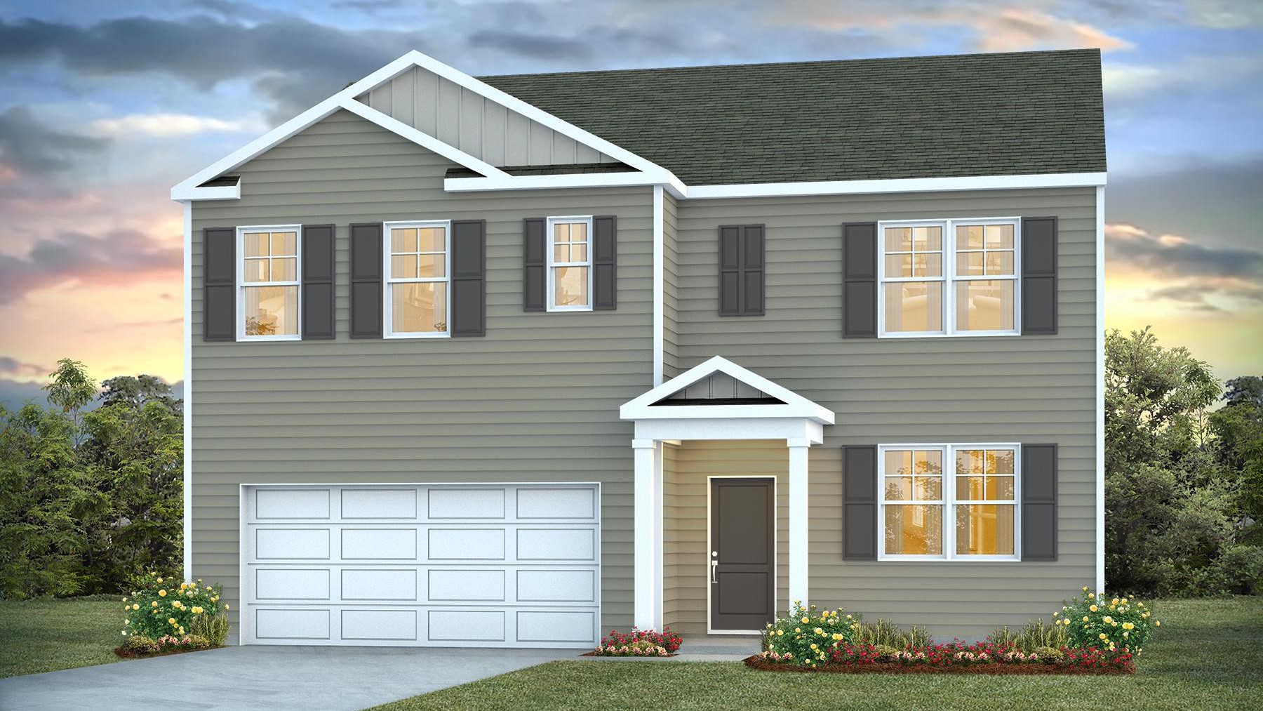 Hayden A elevation with a 2-car garage
