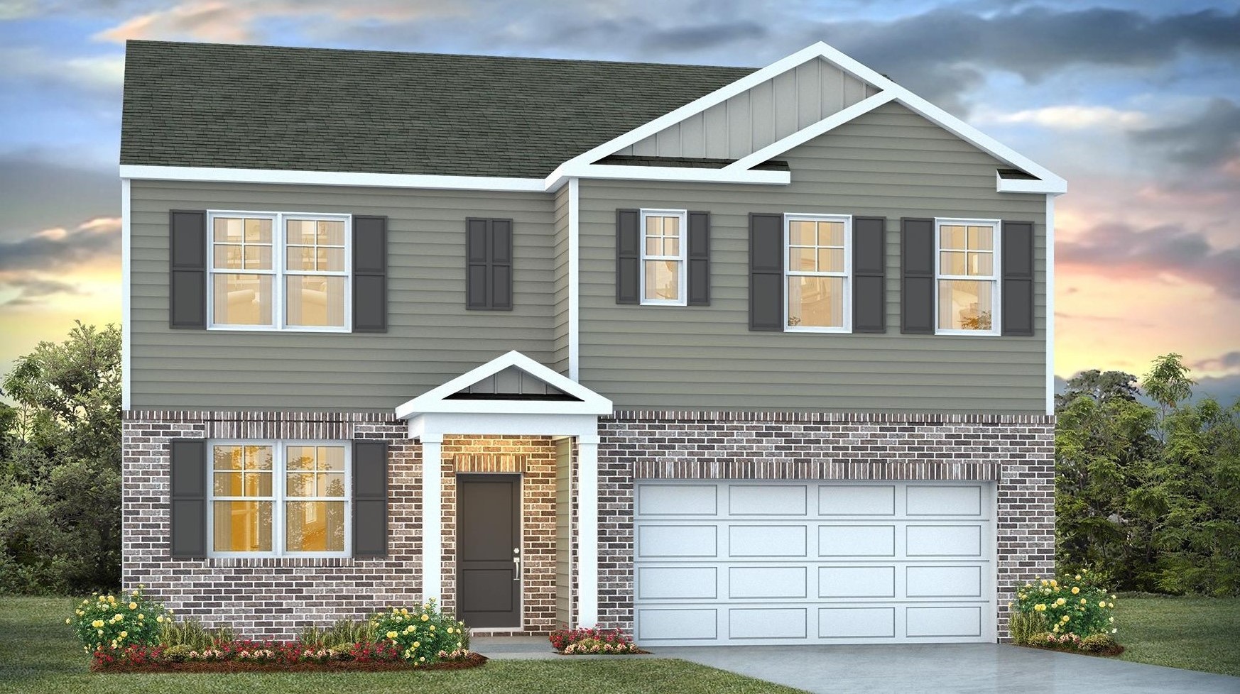 Hayden E elevation with partial brick