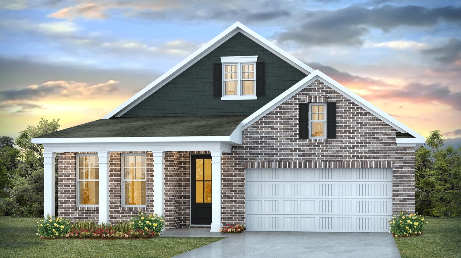 The Darby B features brick exterior features.