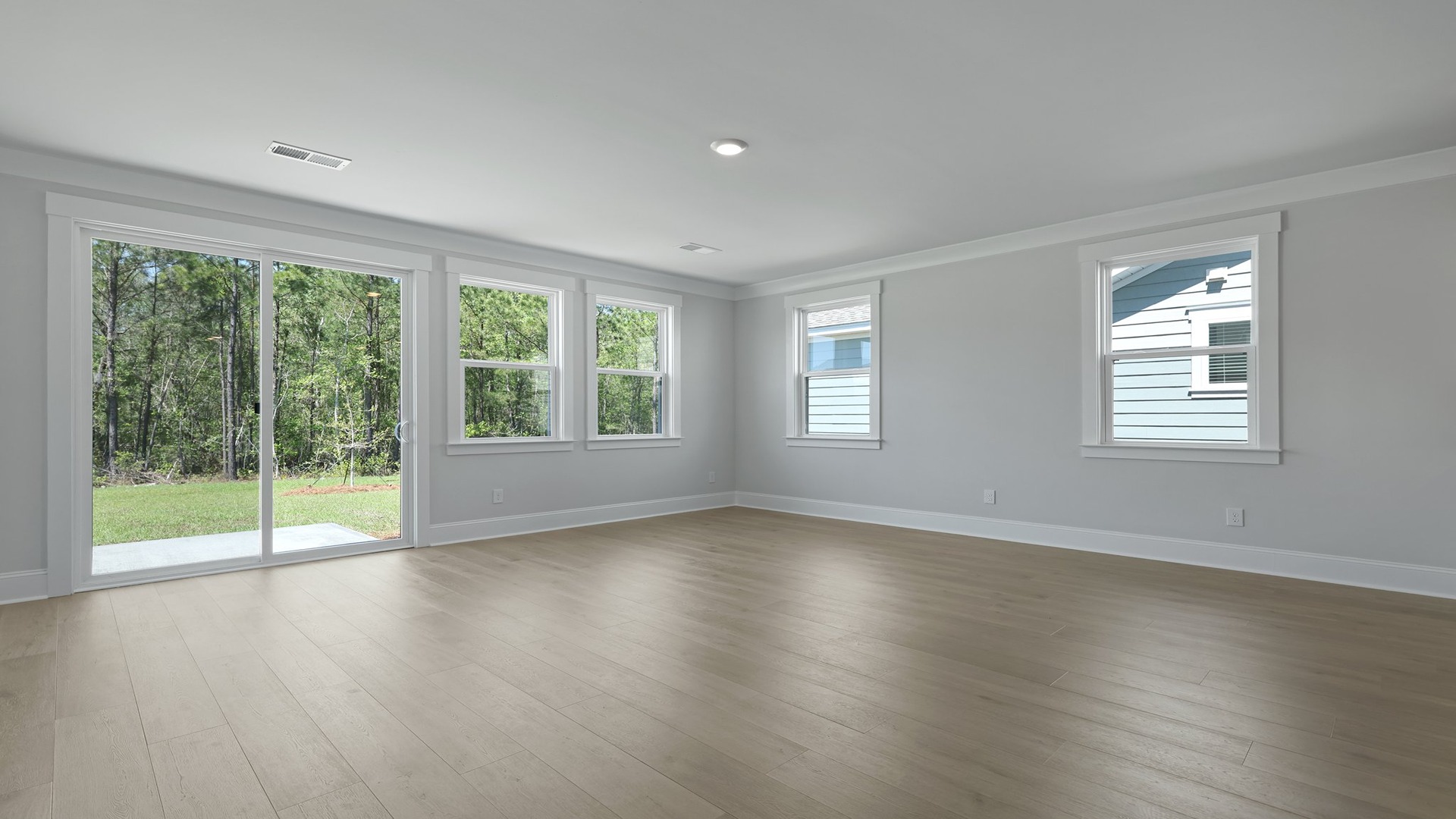 Living area with several windows for natural light