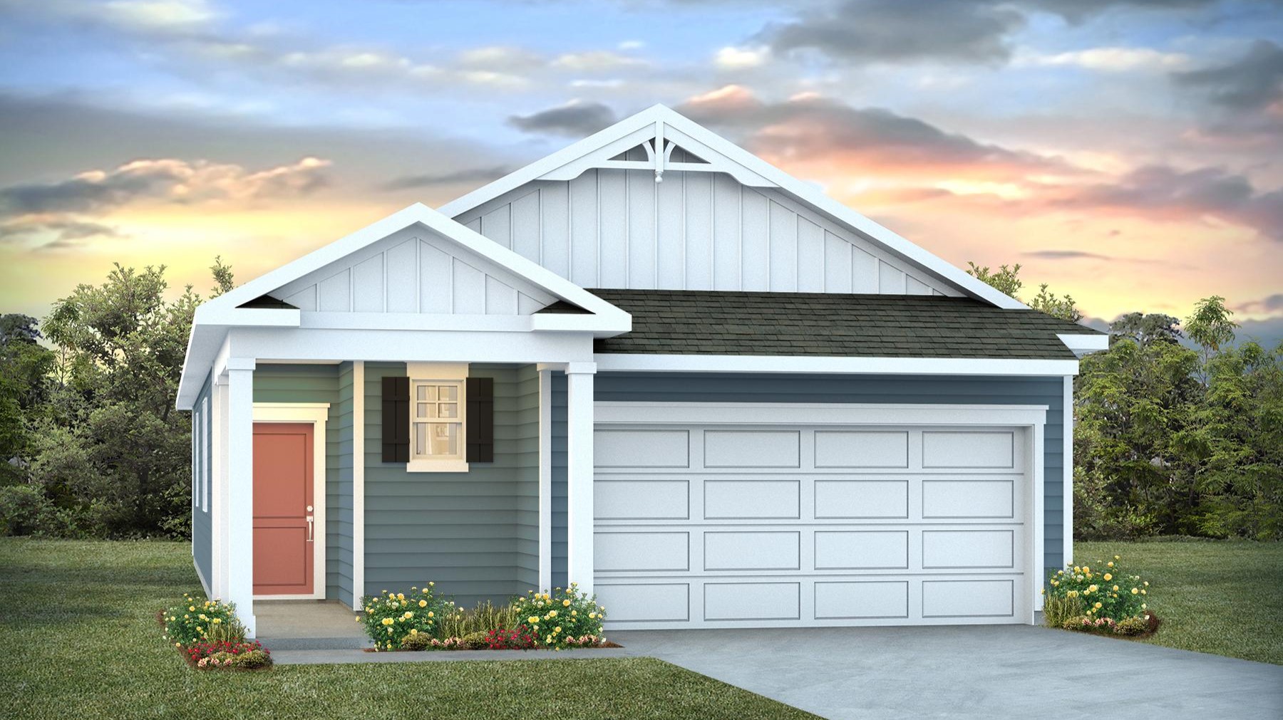 Single story home for sale with 3 bedrooms and a 2 car garage.