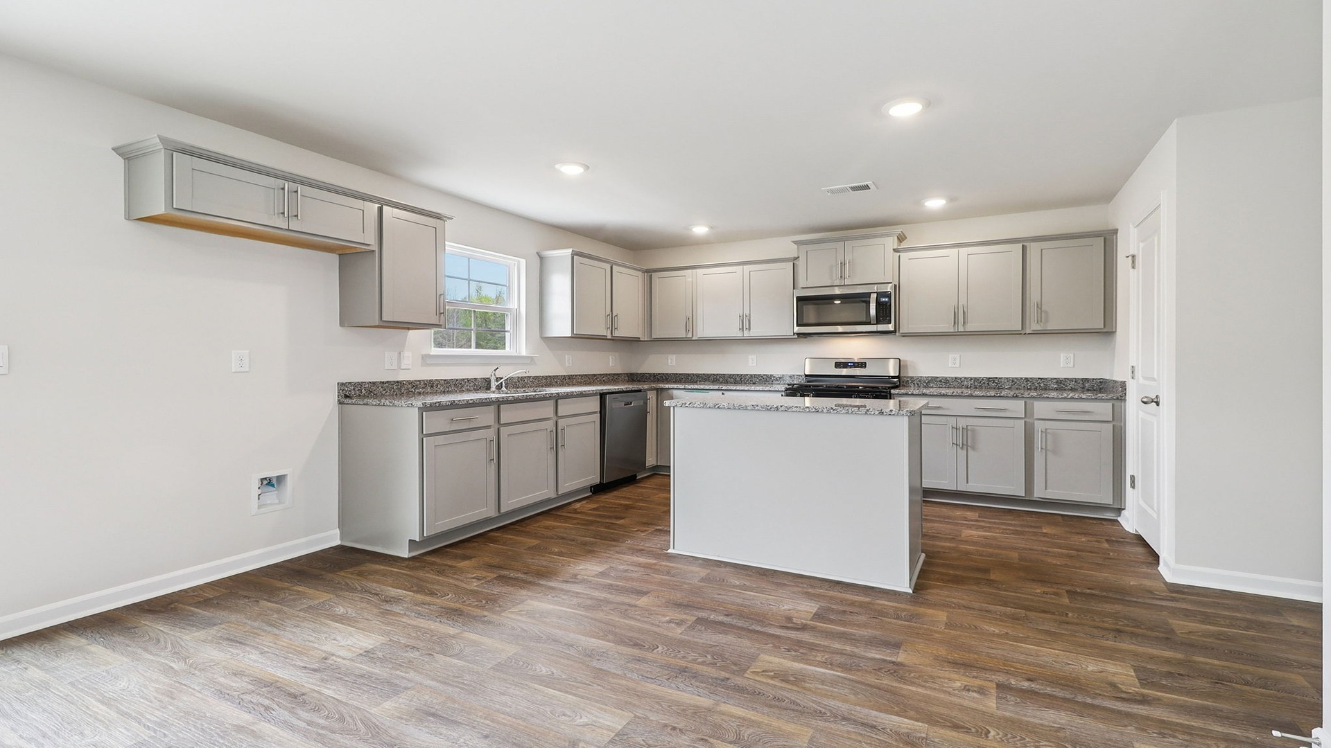 Harrison kitchen with gray cabinetry and a floating island