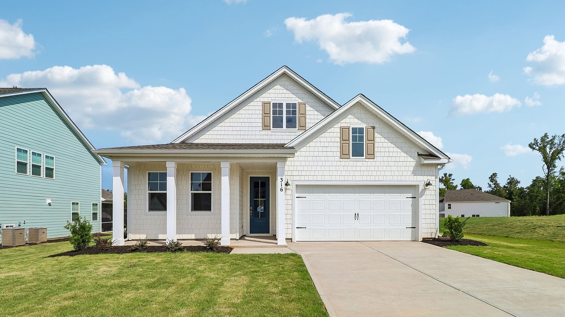 Two-story Darby floorplan with shake and Hardie Plank siding for sale on Lake Murray