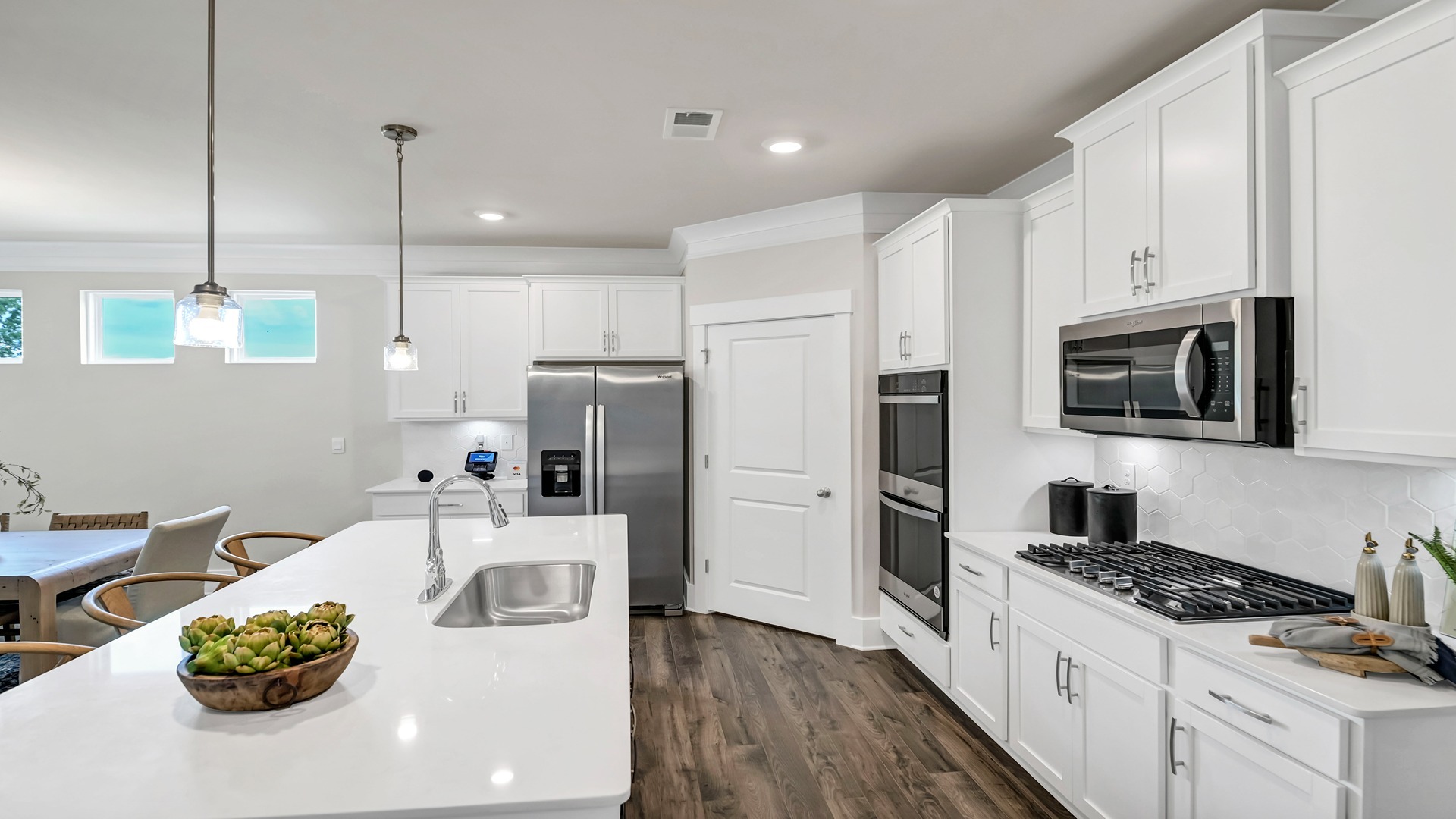 Stainless steel appliances in the kitchen