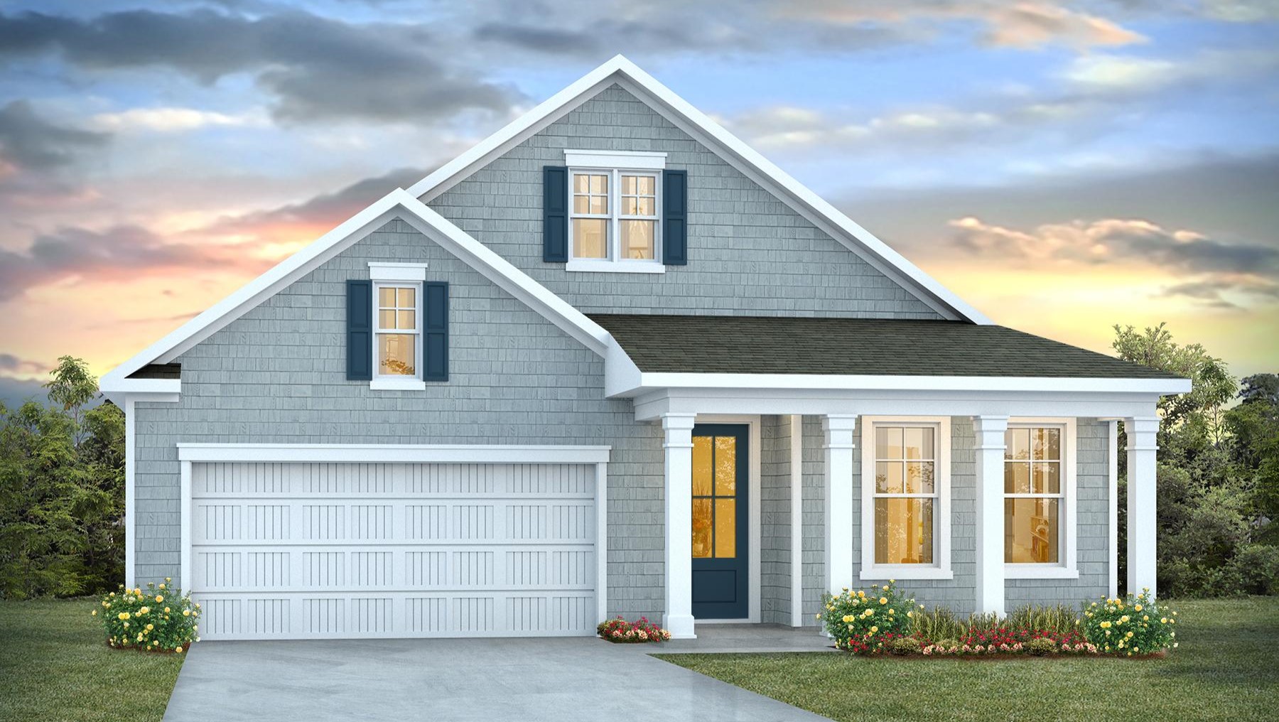 Darby C elevation in Shell Pointe with a covered front porch