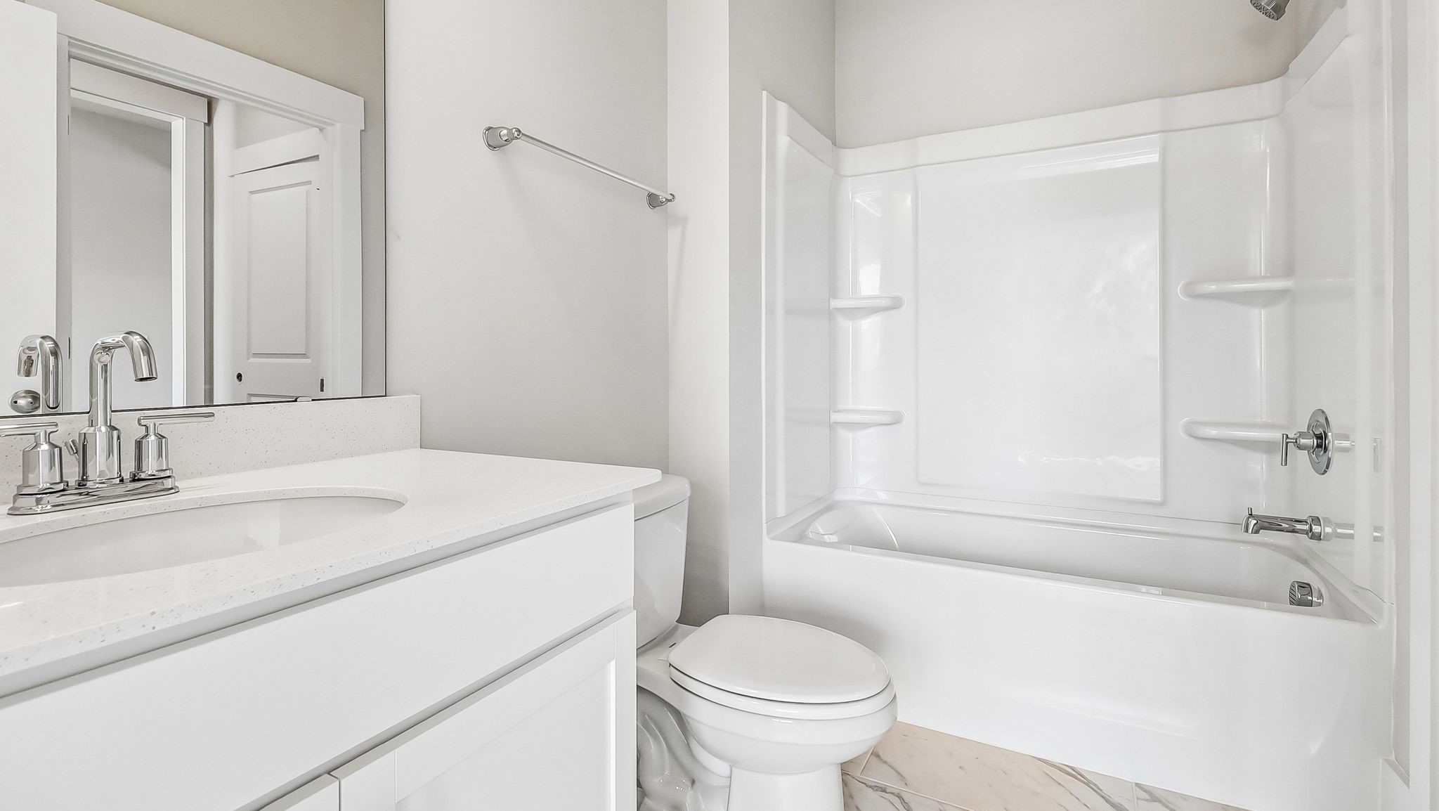 Bathroom 2 in between bedrooms 2 and 3 with shower tub