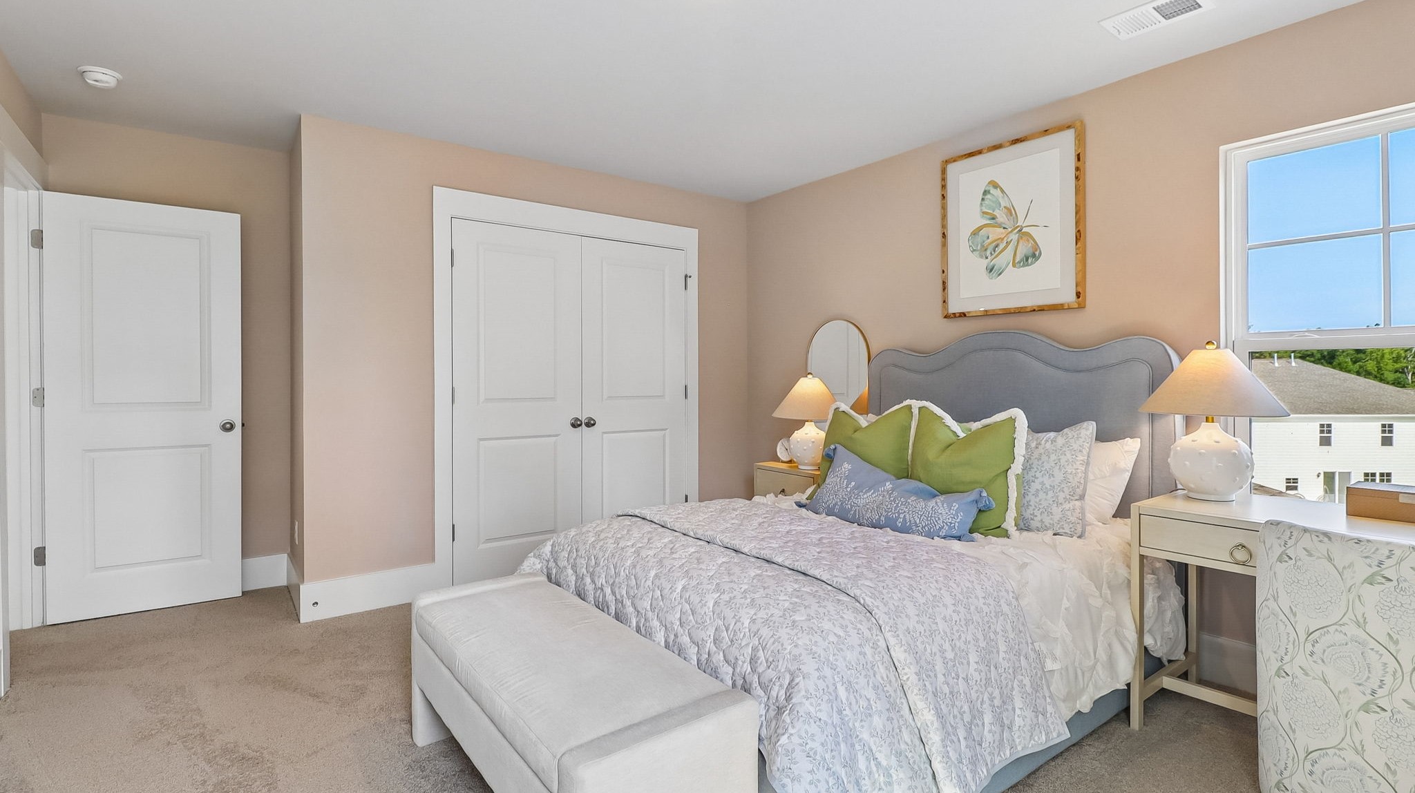 Bedrooms are staged for home decor inspiration in Shell Pointe model home