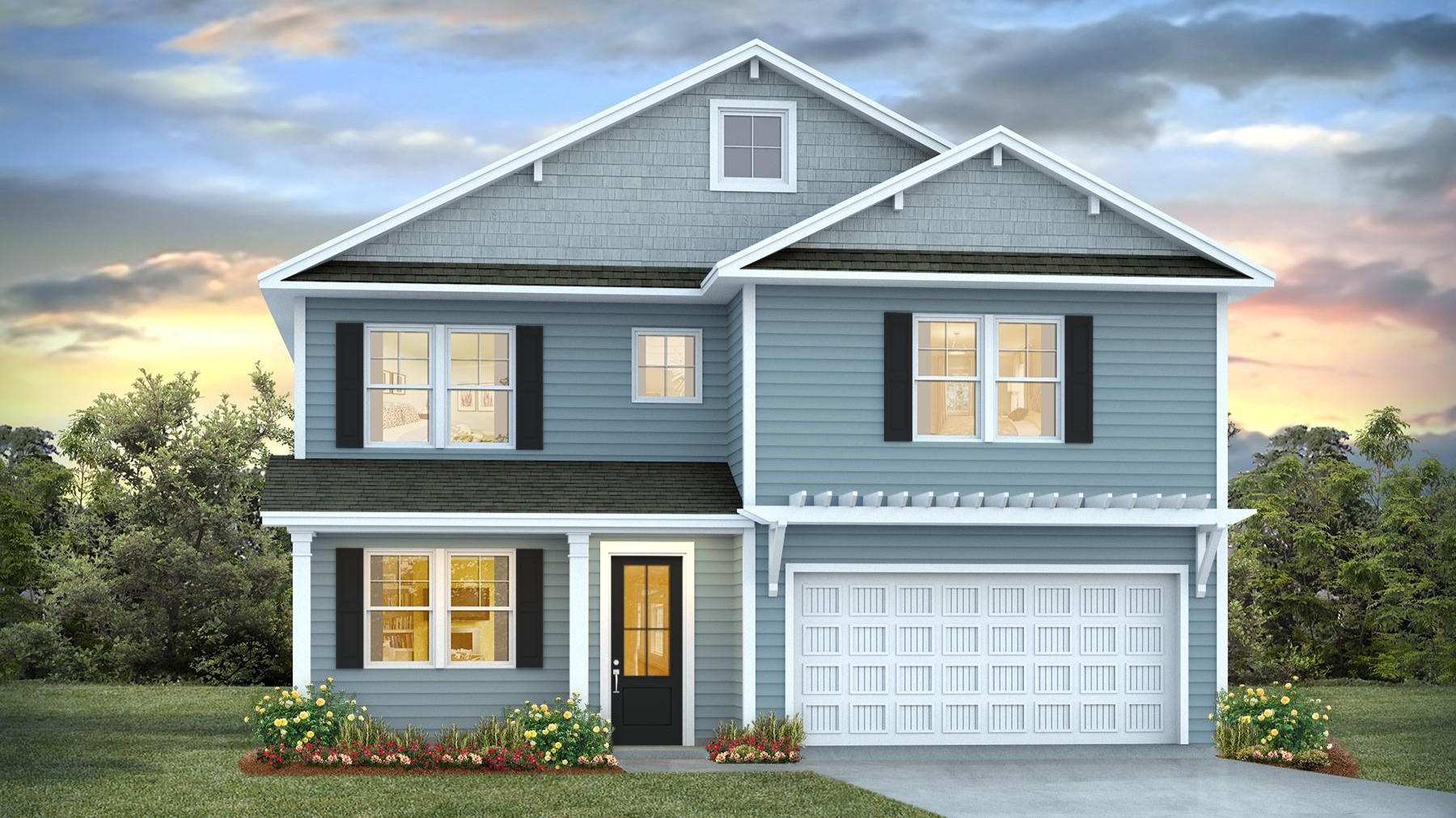 Tillman D with Hardie Plank siding and a 2-car garage