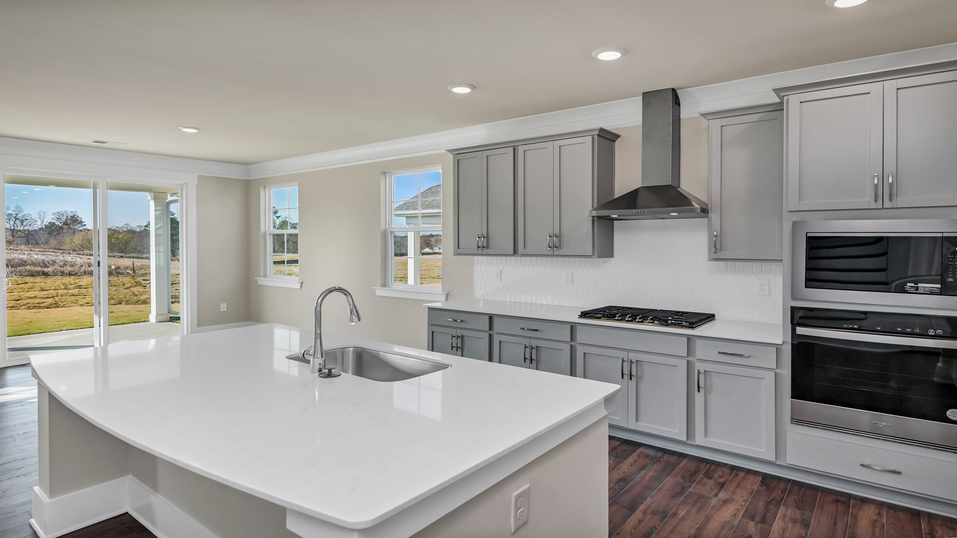 White quartz countertops in the kitchen