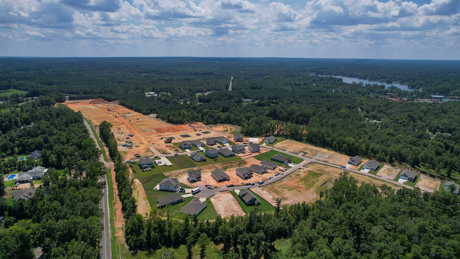 Drone view of the new construction community near Lake Murray