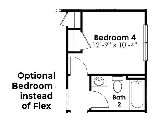 Options Darby bedroom 4 instead of flex space in Old Chapin Reserve