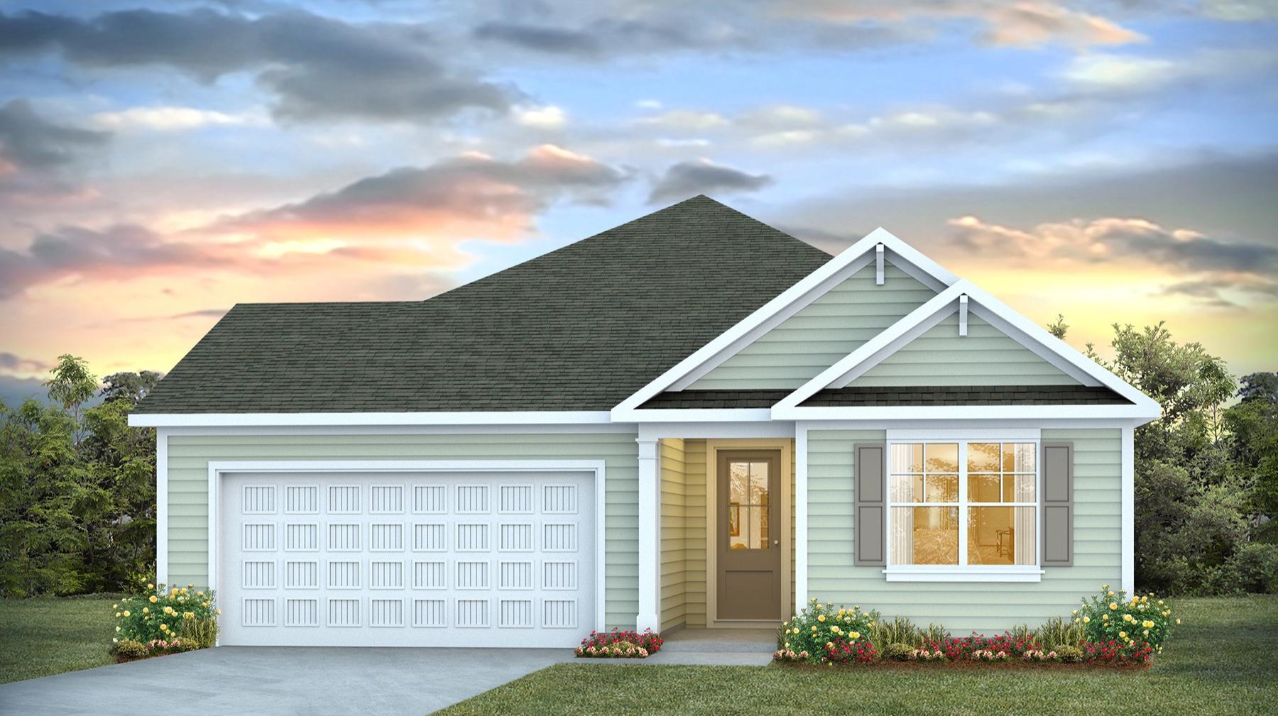 Litchfield A elevation in Lexington, SC with Hardie Plank siding and a 2-car garage