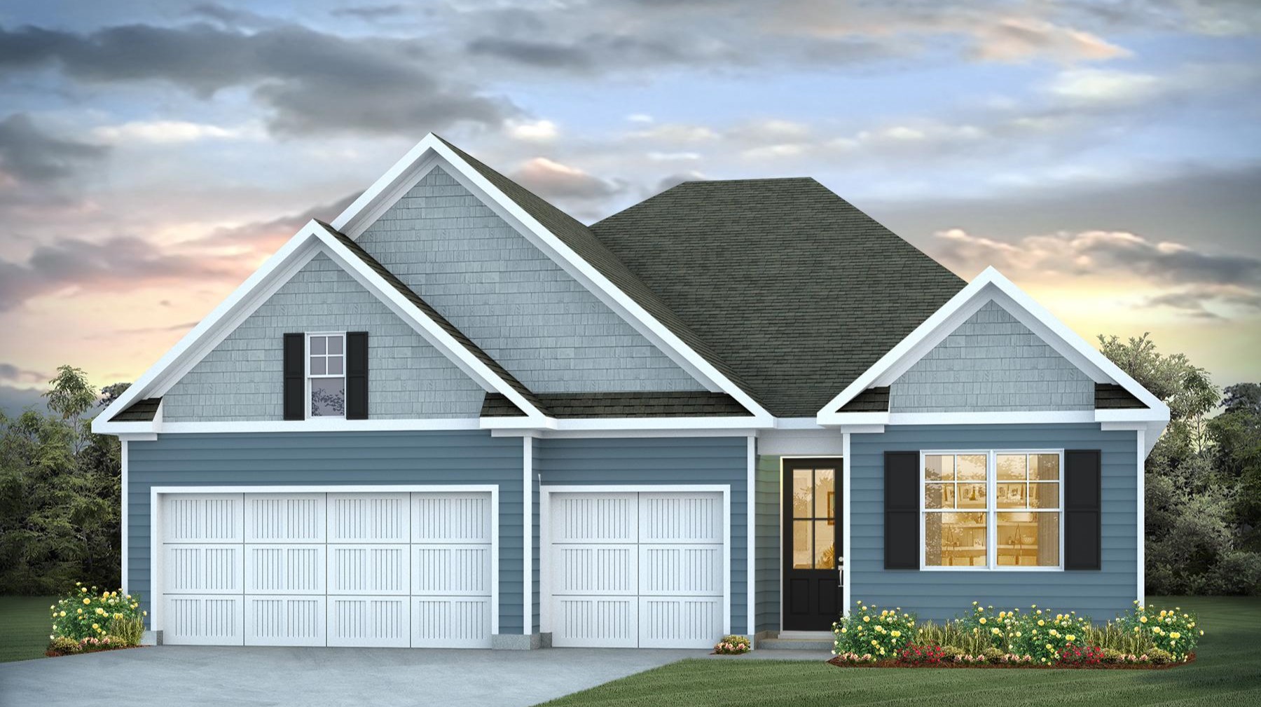 Trivecta floorplan for sale in Lexington, SC with a 3-car garage and Hardie Plank siding