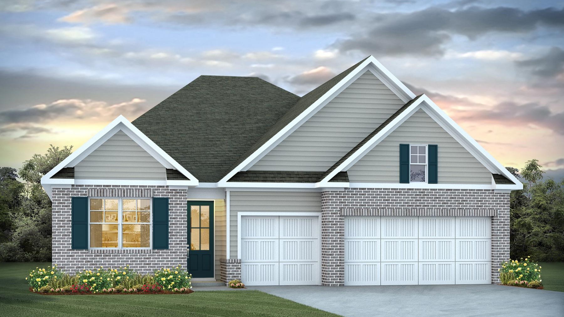 Home for sale in Old Chapin Reserve with 3-car garage and partial brick siding