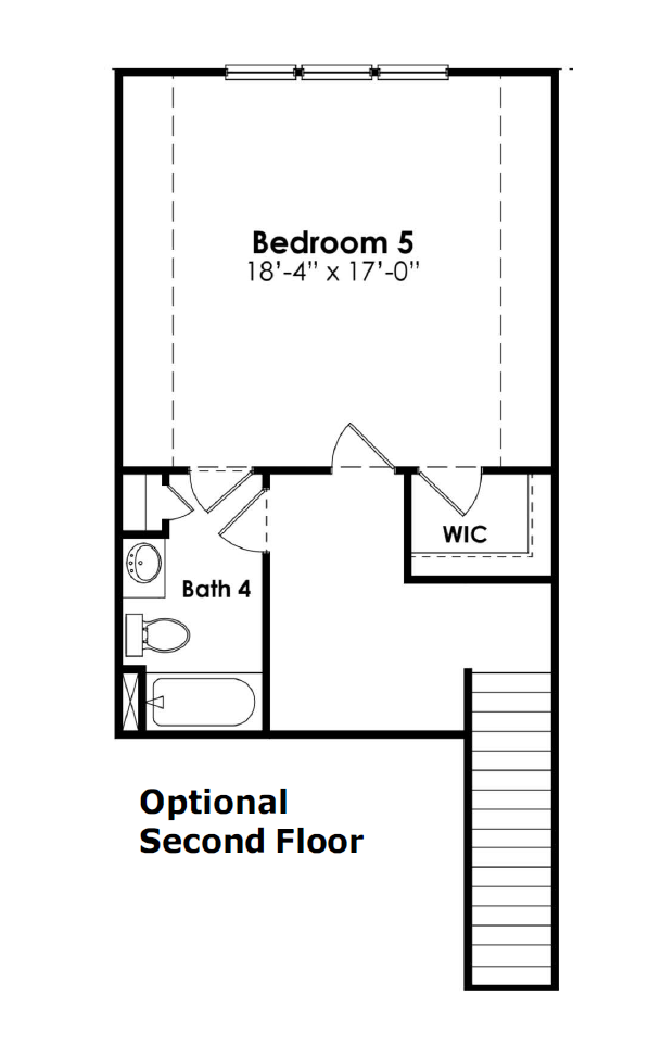 Optional Trivecta second floor with an additional bedroom and bathroom