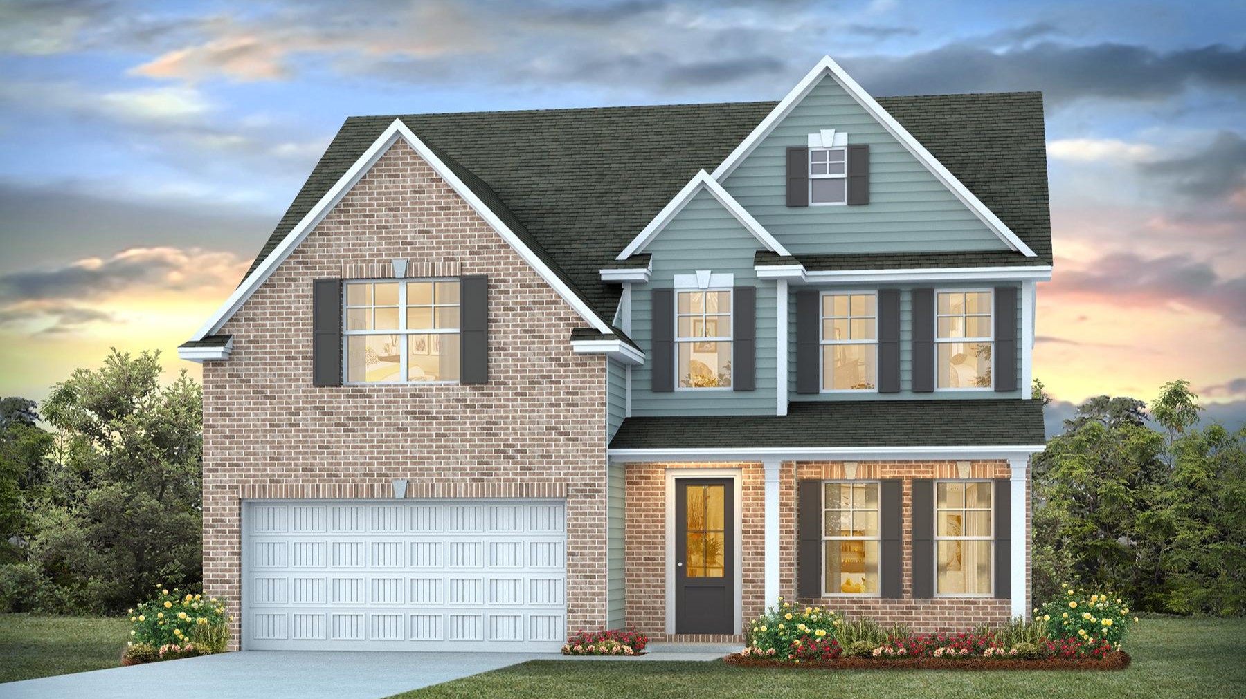 The Forrester in Old Chapin Reserve with Hardie Plank and brick siding