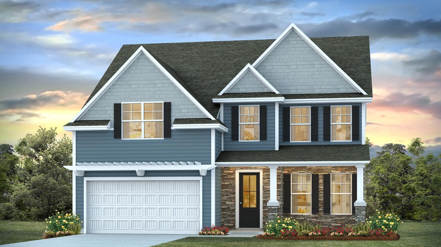 Two-story home for sale in Old Chapin Reserve with a 2-car garage and stone exterior