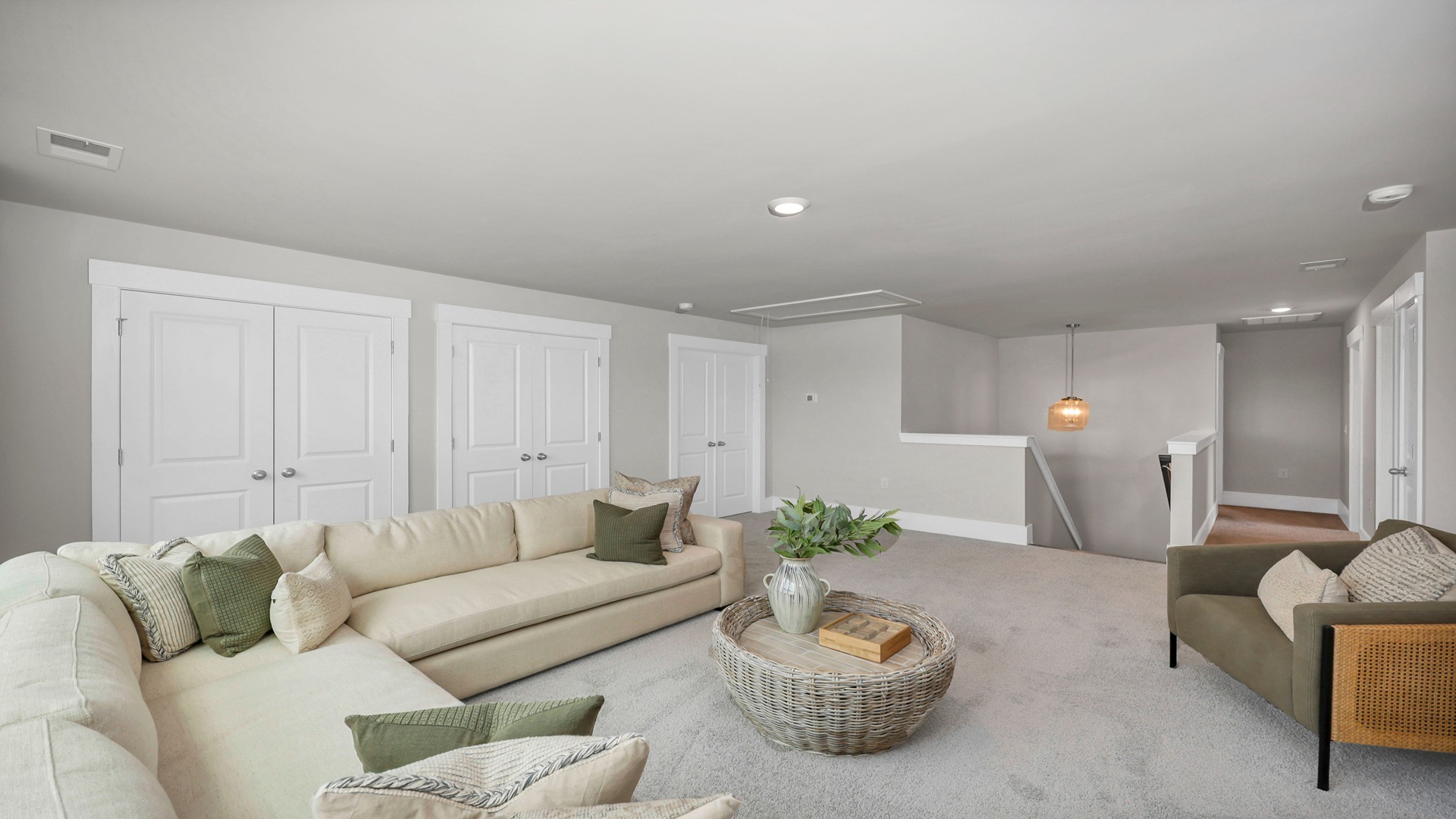 Upstairs Harbor Oak loft staged as a secondary living space