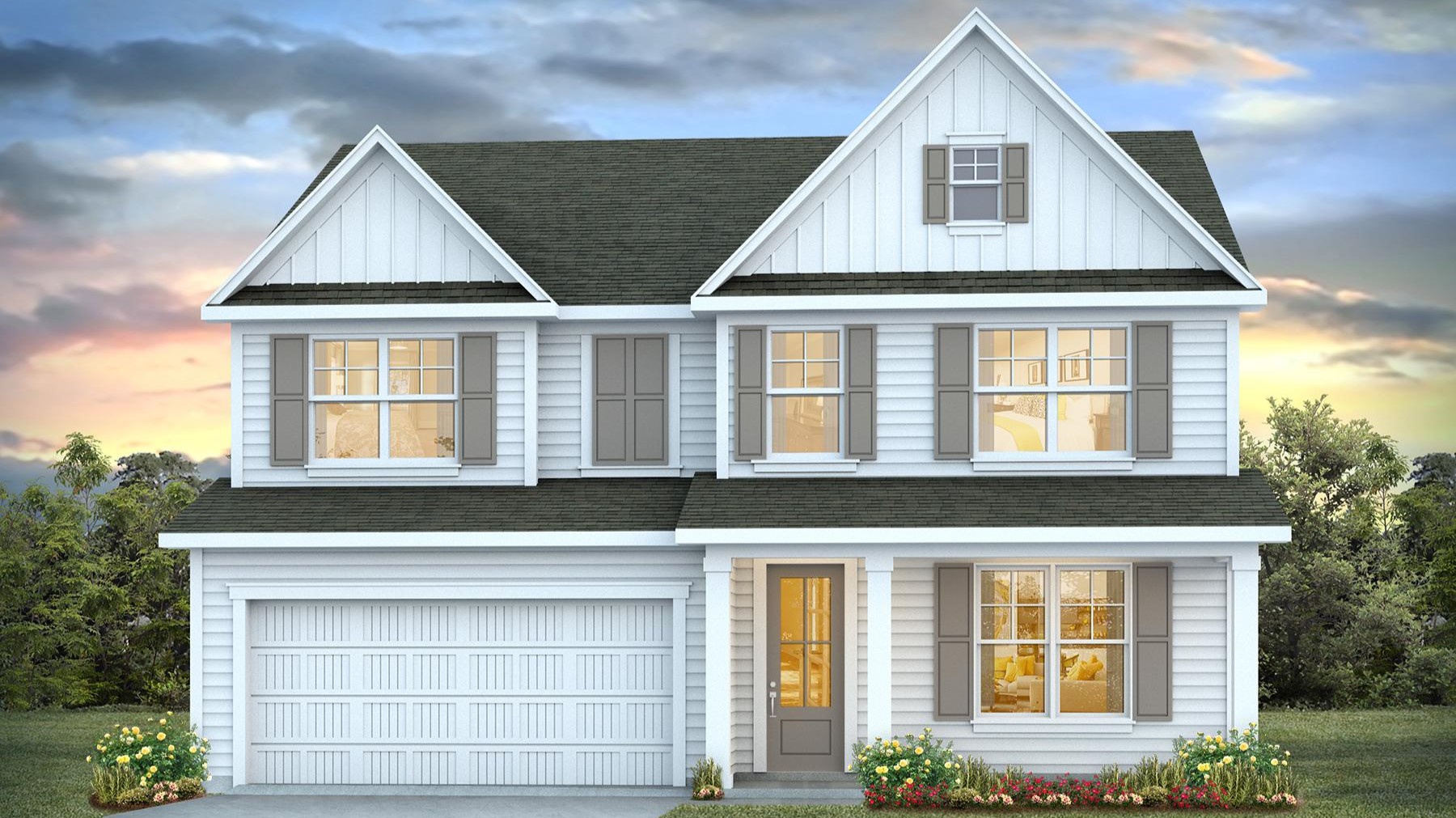 Covered front porch on the Harbor Oak for sale in Lexington, SC's Old Chapin Reserve community