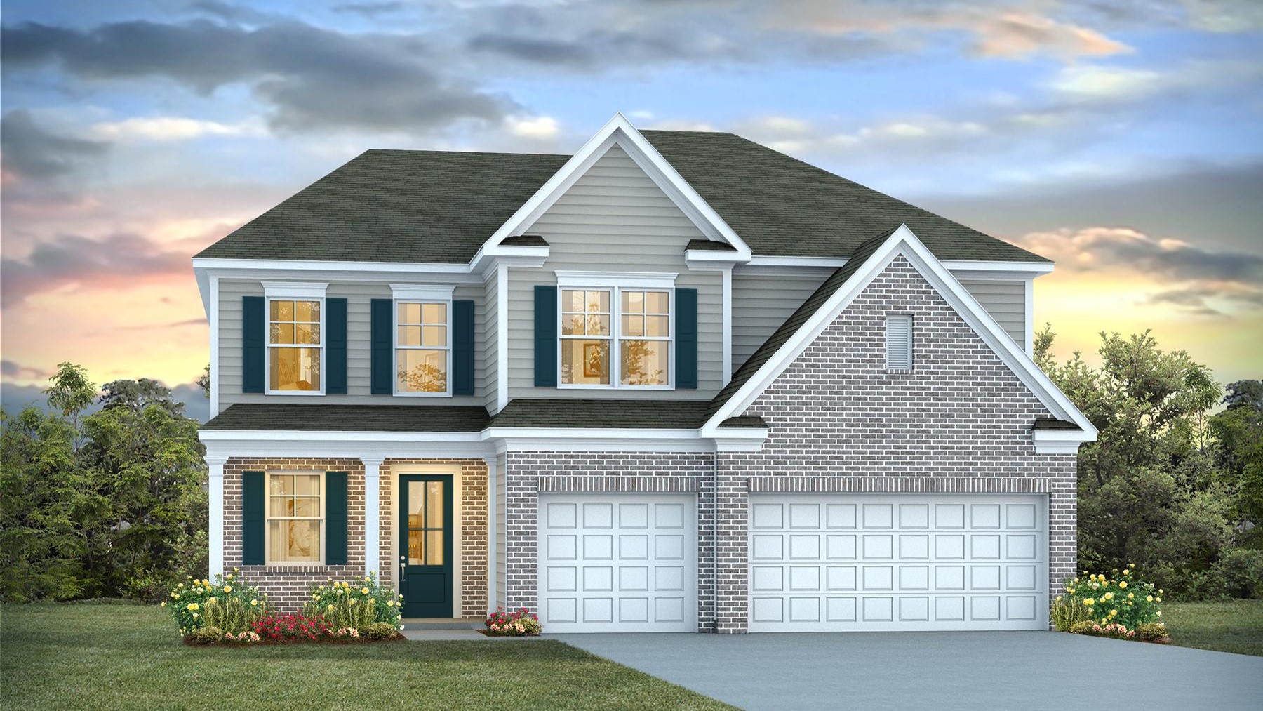 Westerly B with a 3-car garage and partial brick siding for sale in Old Chapin Reserve