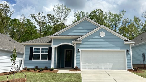 The Eaton with blue Hardie Plank exterior