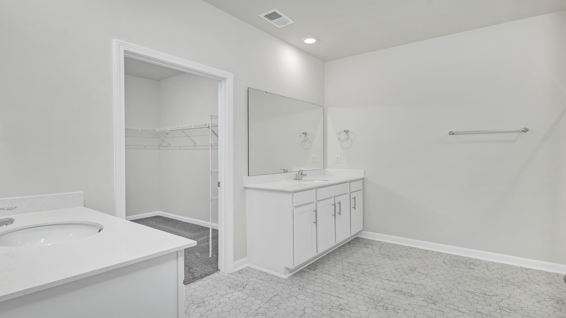 En-suite primary bathroom with two vanities