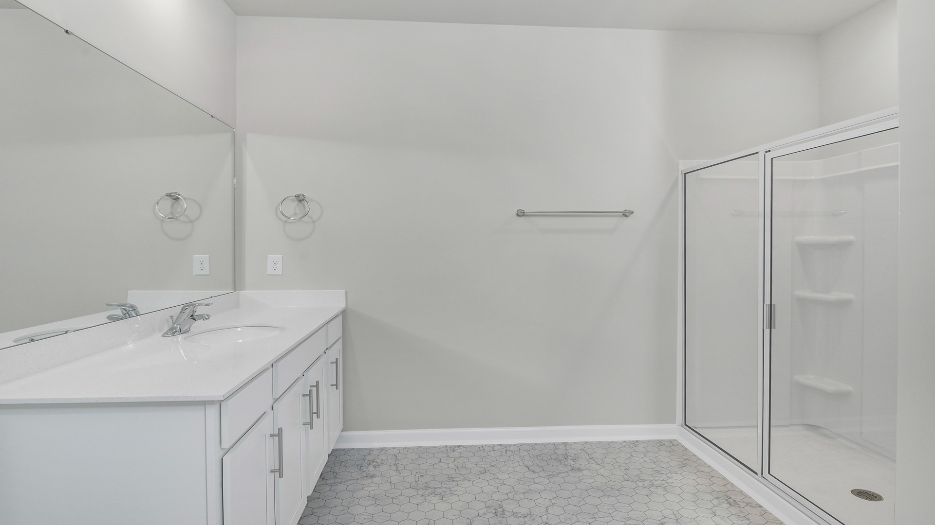 Standup primary shower and separate water closet