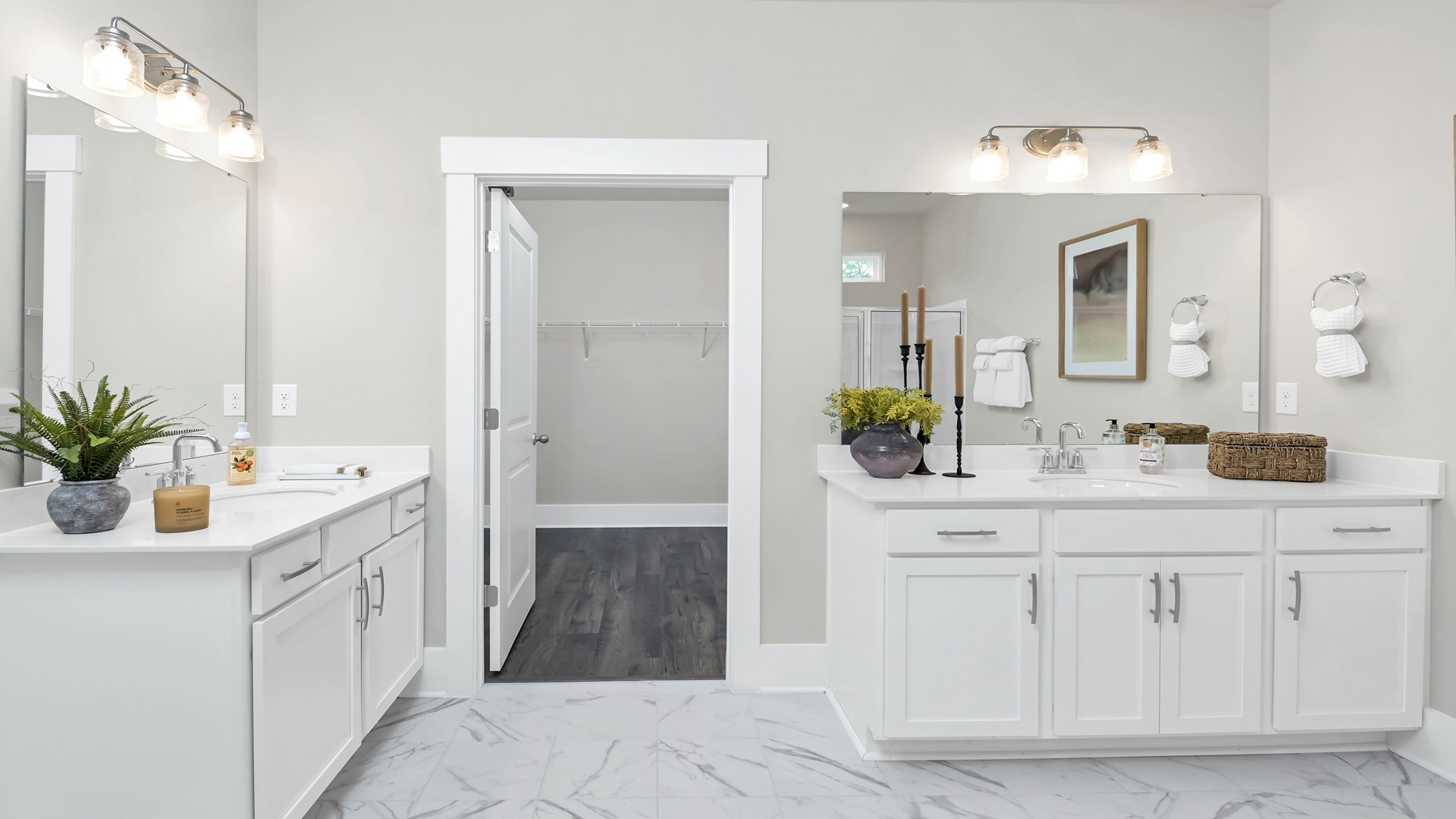 Two primary vanities