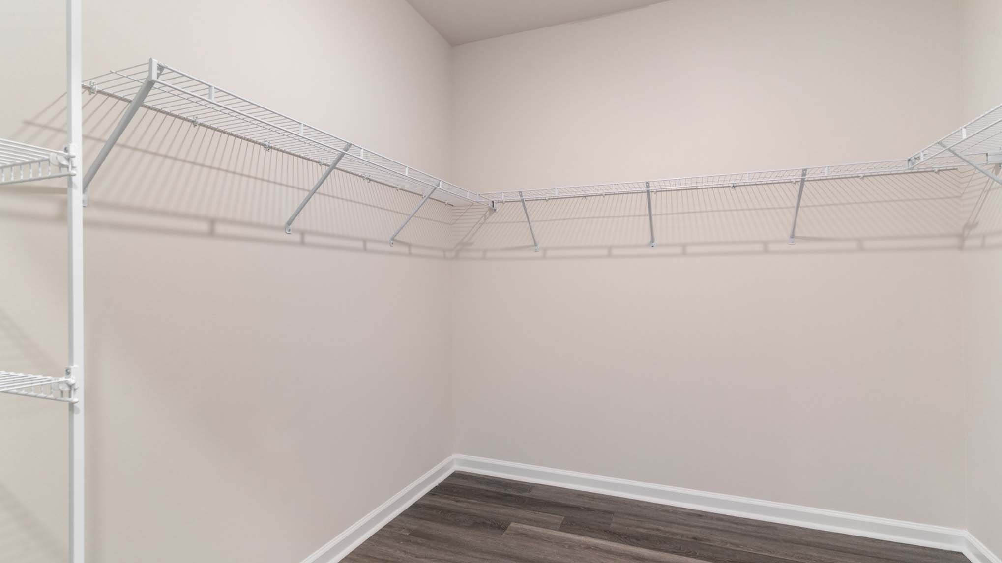 The primary closet is walk-in and spacious.