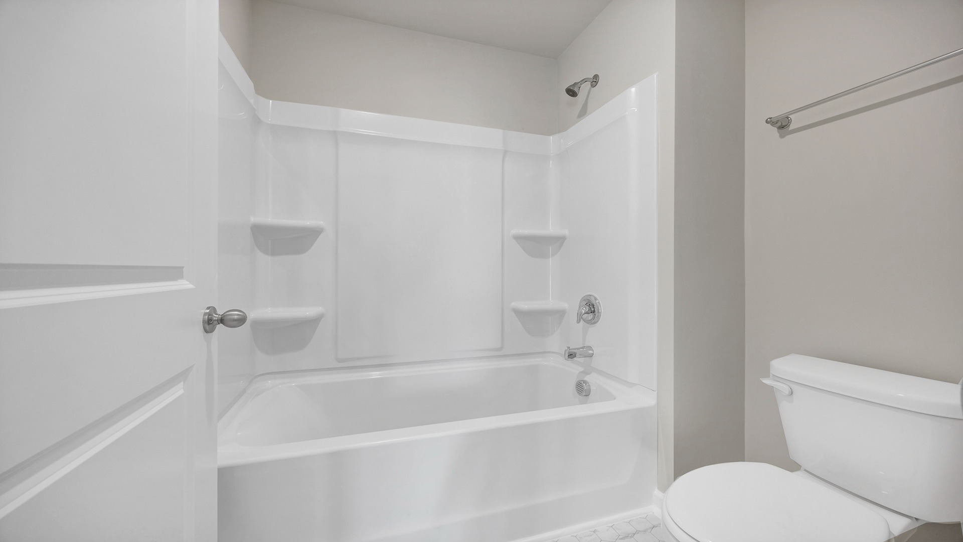 The full bathroom with dual sinks is located across from bedroom 2,3 and 4.