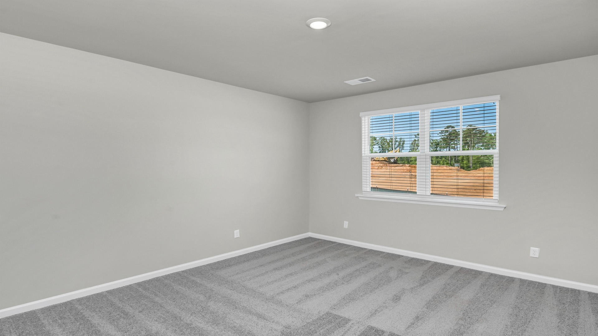 Primary bedroom downstairs with a large window for light facing the backyard