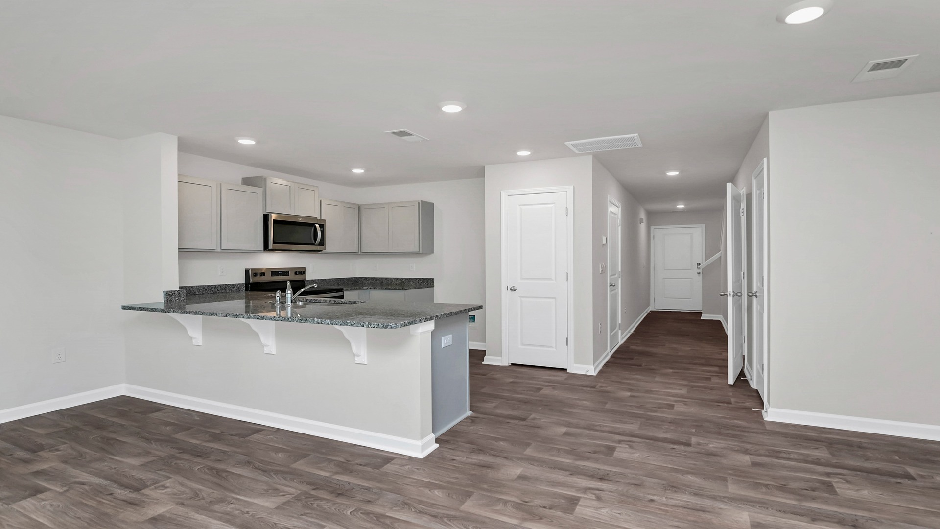 Front foyer opens into the completely open main level