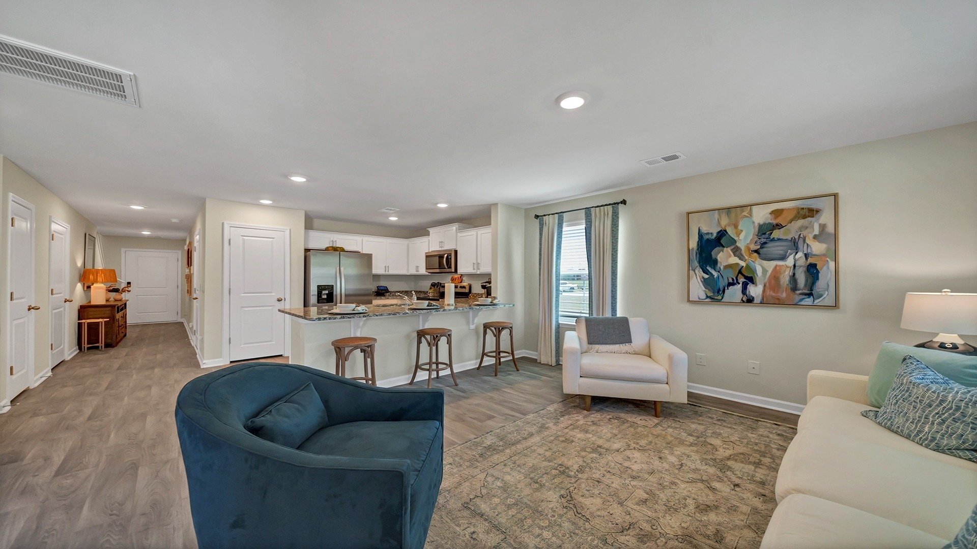Views of kitchen from the living room