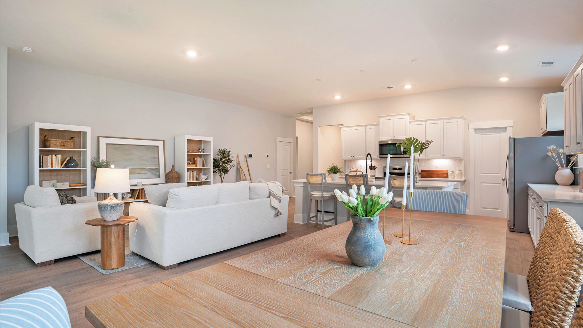 Completely open concept kitchen, dining, and living areas in home for sale in Irmo, SC