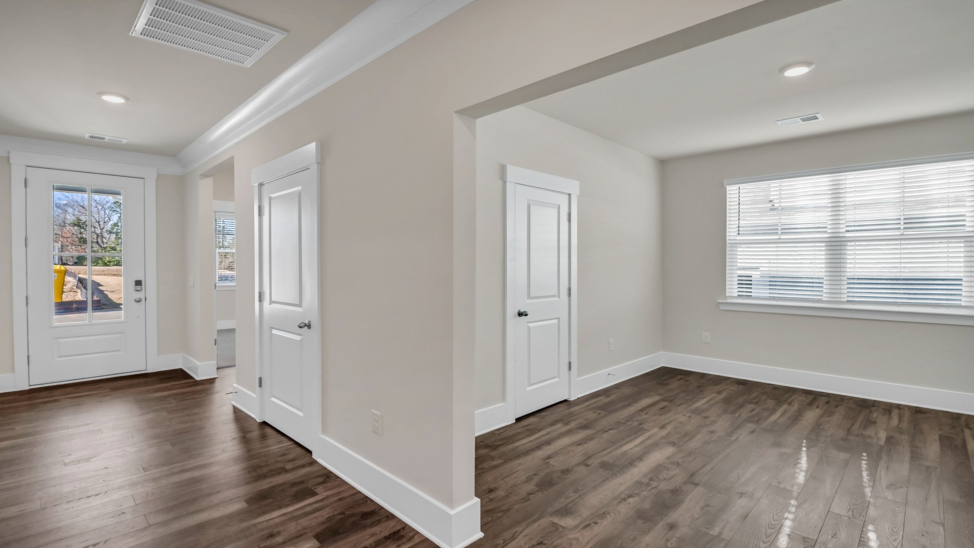 Front entrance and flex space in the Bradford floor plan in Dorset Ridge