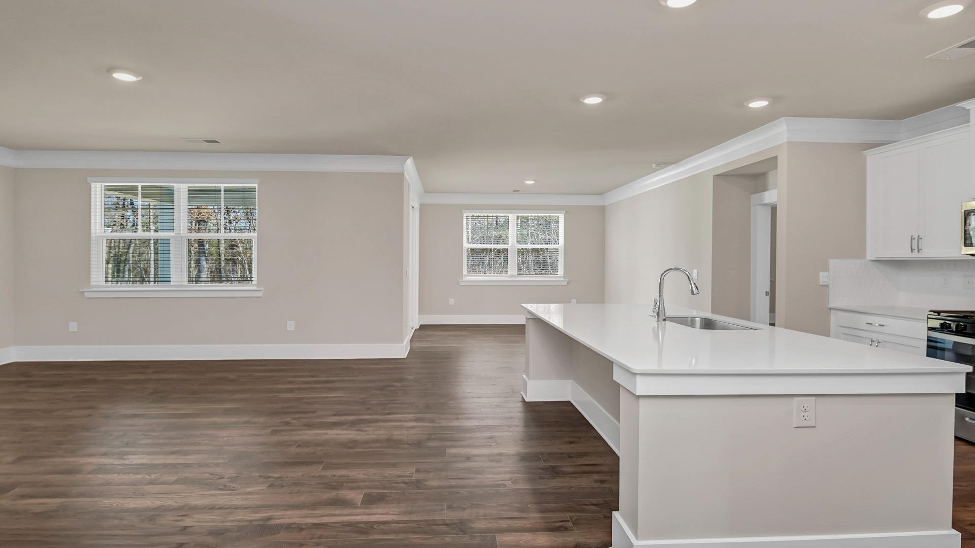 Luxury RevWood floors finish the main living areas of the Bradford plan in Dorset Ridge