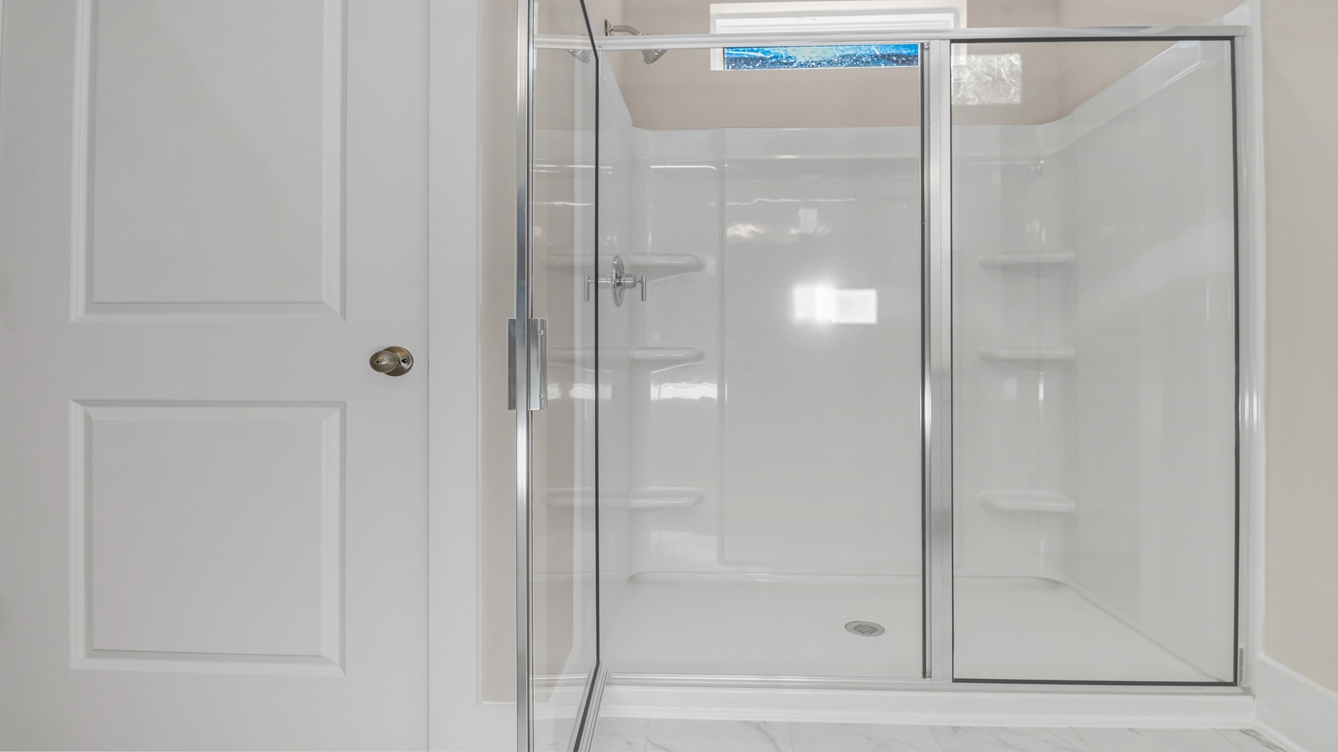 Walk-in, optionally tiled shower in the Bradford primary bathroom