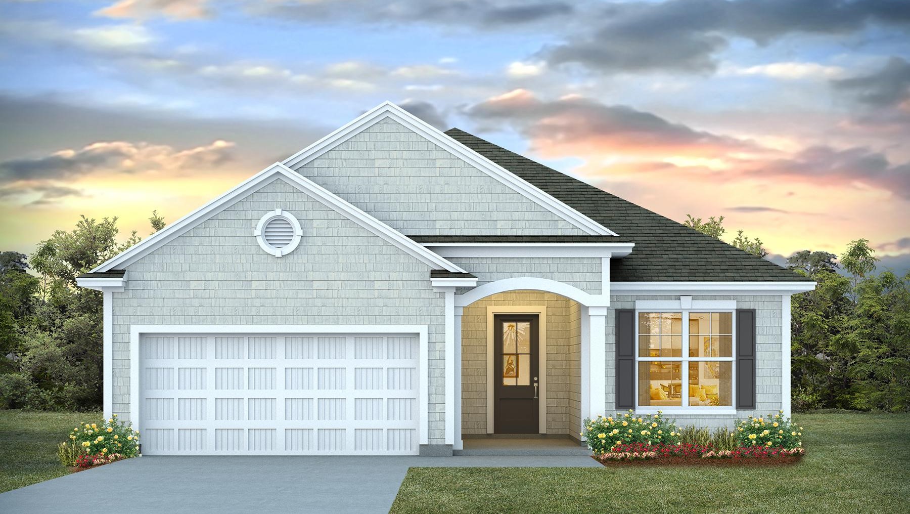 2-car garage on all Eaton floor plan elevations available in Dorset Ridge