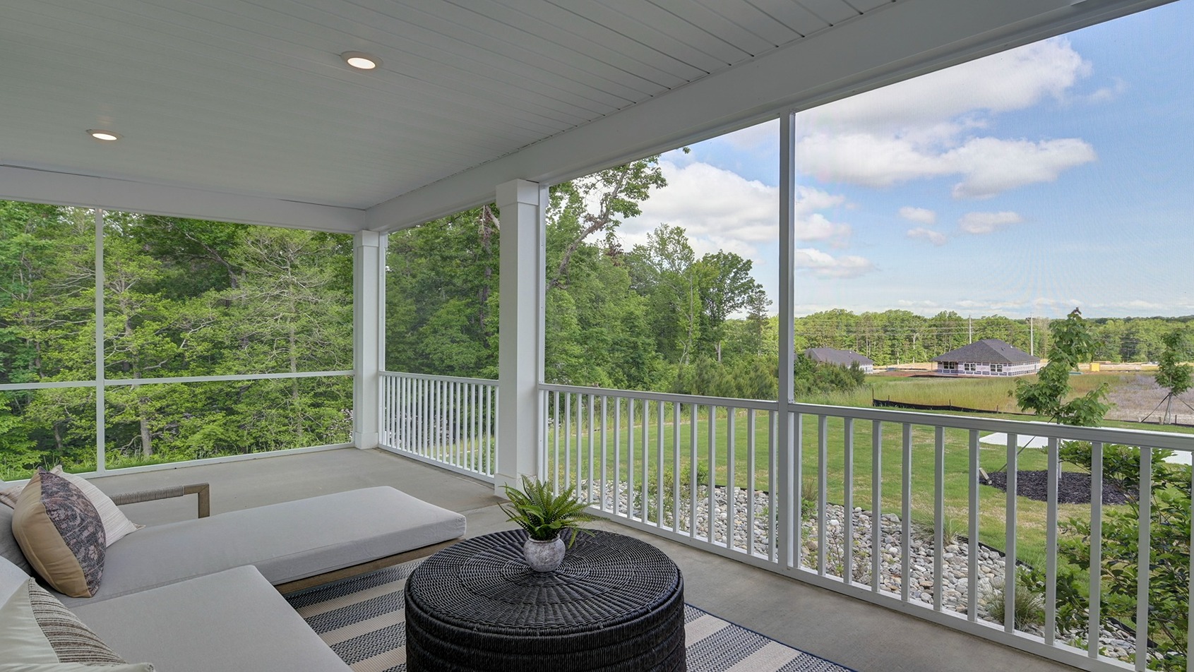 Optional extended and screened-in back patio in Dorset Ridge new 55+ community