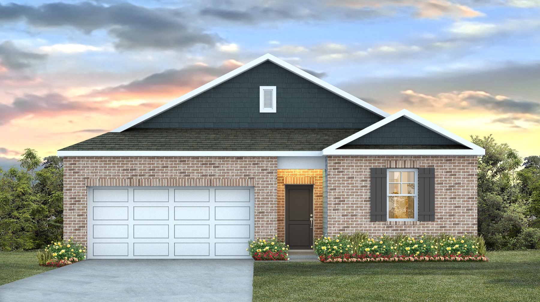 Partial brick siding on the Kerry elevation C in Meadowview in Sumter, SC