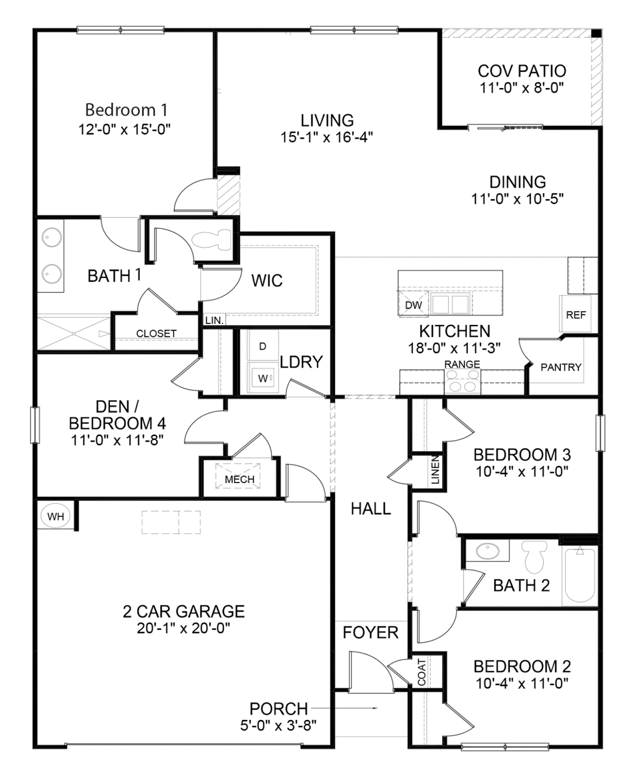 Single-story Cali floorplan image