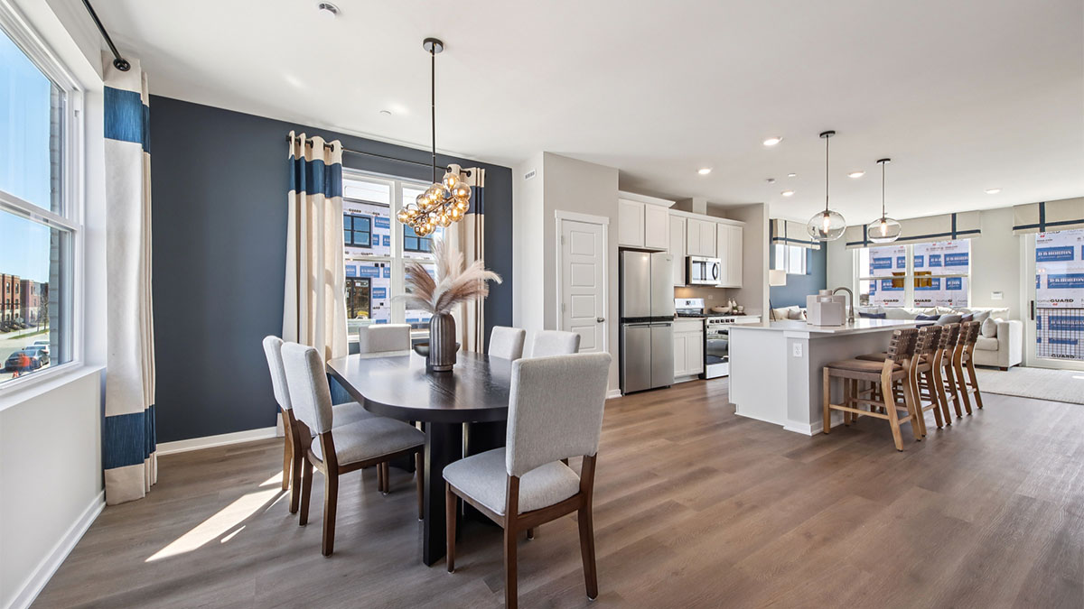 Spacious open-concept dining area