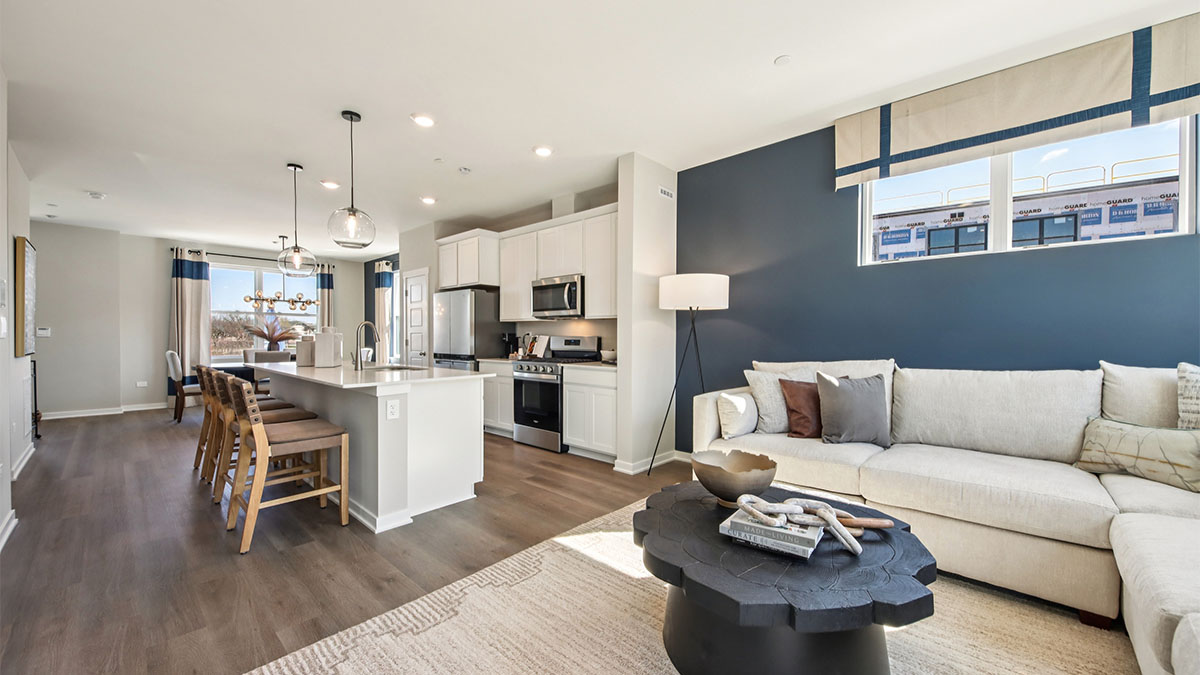 open concept kitchen with large island